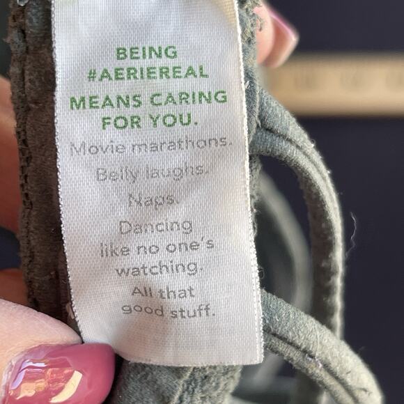 Aerie Sunnie Demi Push Up Bra 34C Green Lace Adjustable Underwire Floral - Picture 8 of 11